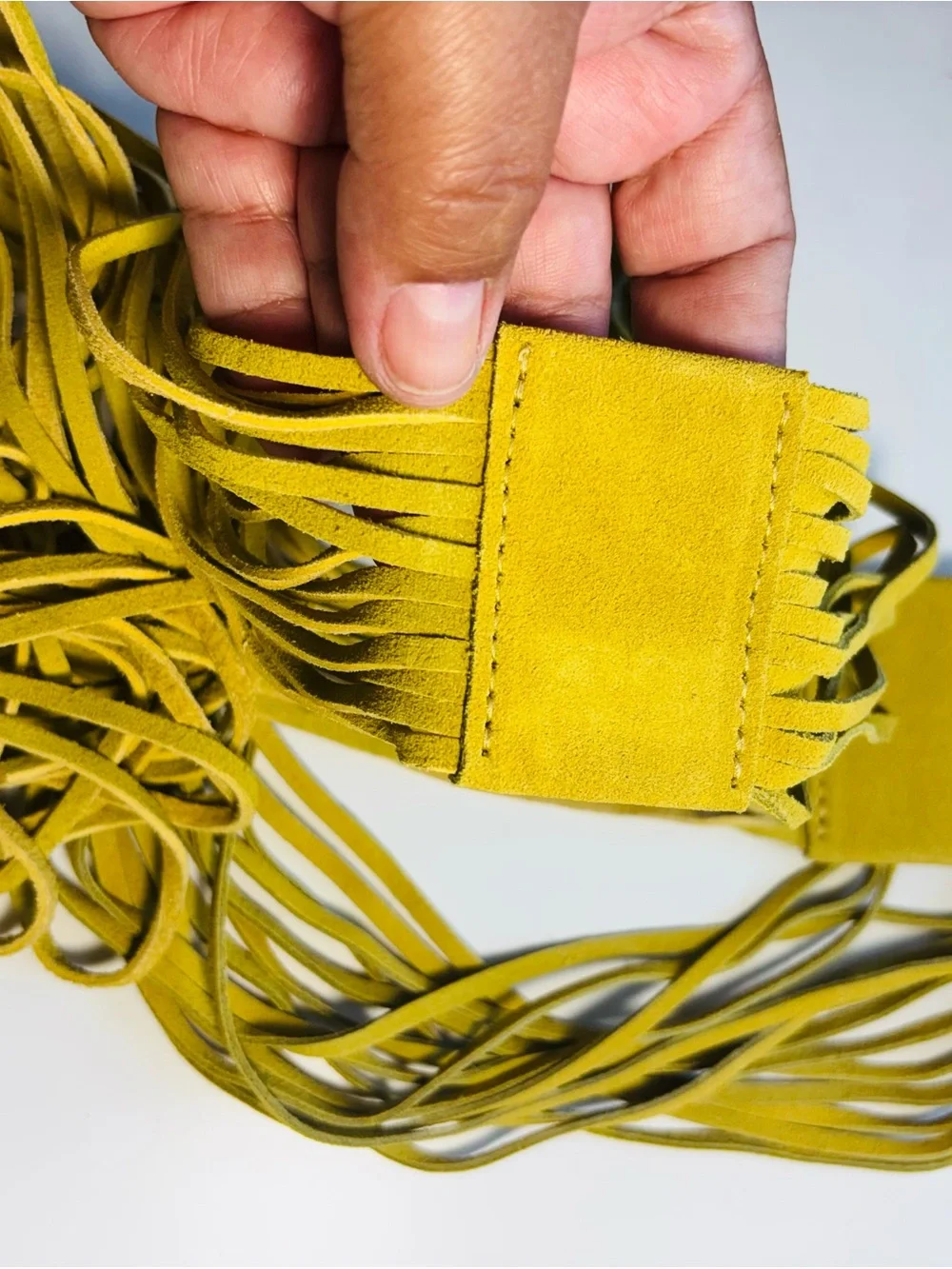 Anthropologie SuedeFringed Wrap Tie Belt - Yellow
